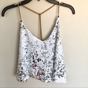 Rave Party Festival Iridescent Sequin Crop Top